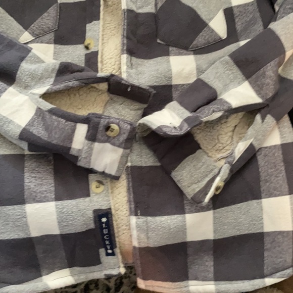 Lucky Brand Gray Plaid Sherpa Lined Hooded Jacket - Picture 3 of 4